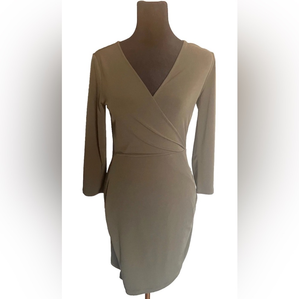 Forever 21 Olive Green Wrap Long Sleeve Dress